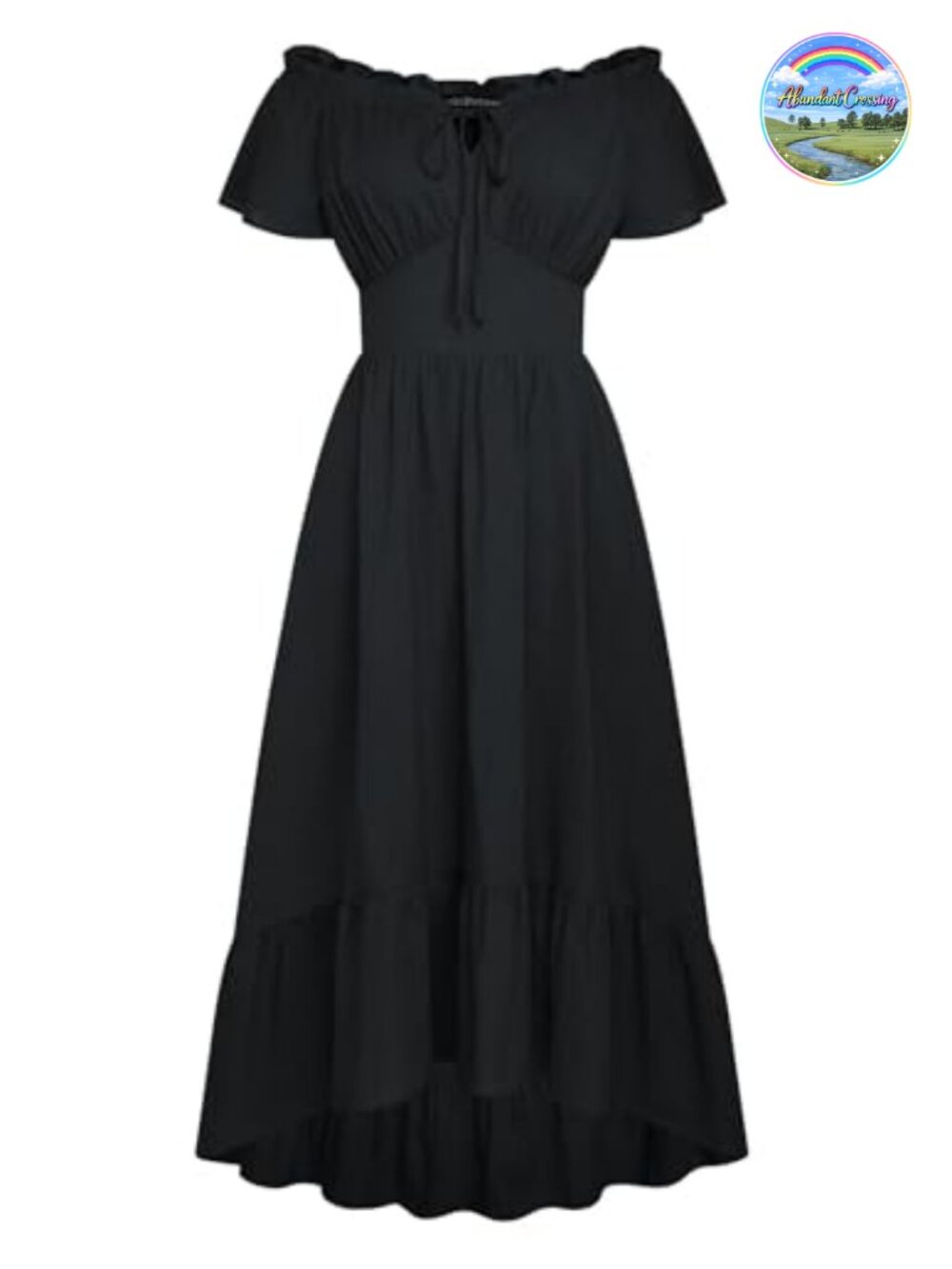 Off Shoulder Flutter Sleeve Renaissance Peasant High Low Midi Dress